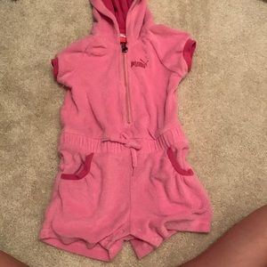 Pink puma velour one piece zip set 18M
